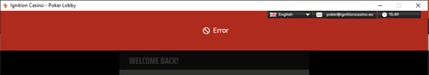 Poker App Log In Error